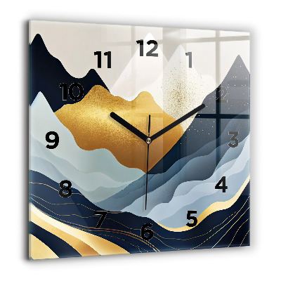 Horloge carrée en verre 60x60 cm Montagnes abstraites