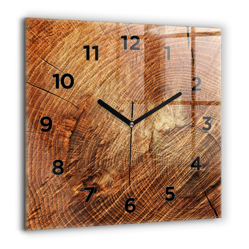 Horloge carrée en verre 60x60 cm Vieux tronc d'arbre