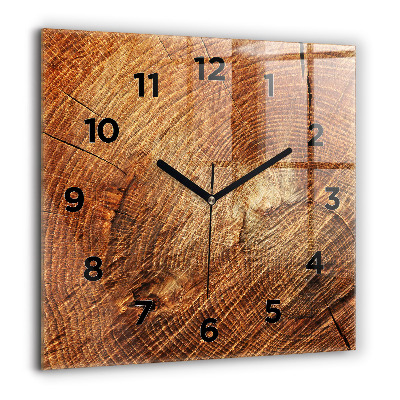 Horloge carrée en verre 60x60 cm Vieux tronc d'arbre