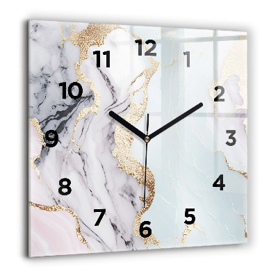 Horloge murale carrée 60x60 cm Marbre pastel
