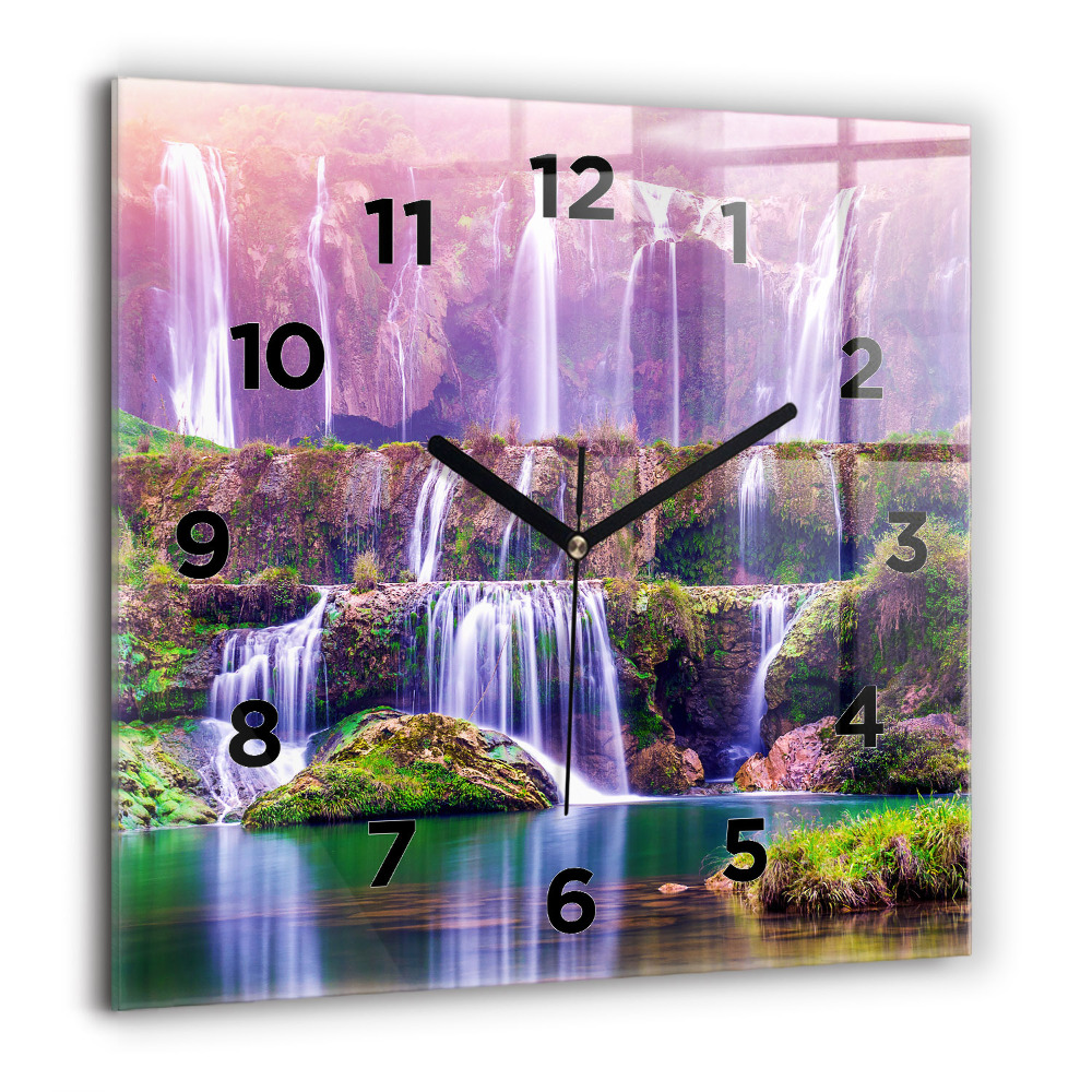 Horloge carrée en verre 60x60 cm Chute d'eau Jiulong Chine