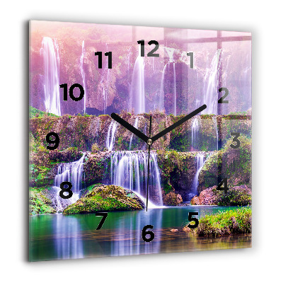 Horloge carrée en verre 60x60 cm Chute d'eau Jiulong Chine