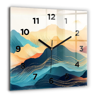 Horloge murale carrée 60x60 cm Paysage de montagne