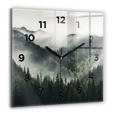 Horloge murale carrée 60x60 cm Paysage forestier