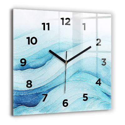 Pendule carrée en verre 60x60 cm Nuages bleus