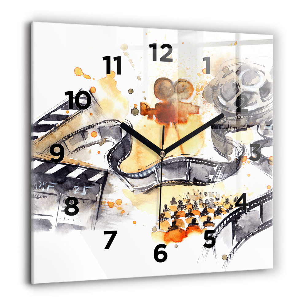 Horloge carrée en verre 60x60 cm Caméra de cinéma