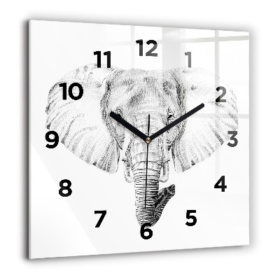 Horloge murale carrée 60x60 cm Tête d'éléphant graphique