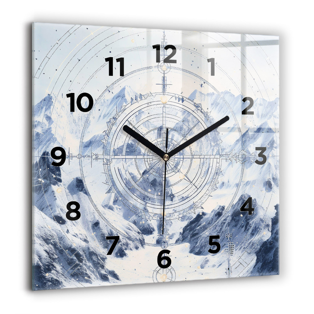 Horloge murale carrée 60x60 cm Dessins bleus