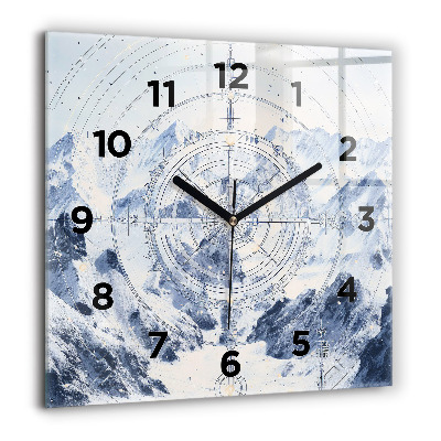 Horloge murale carrée 60x60 cm Dessins bleus