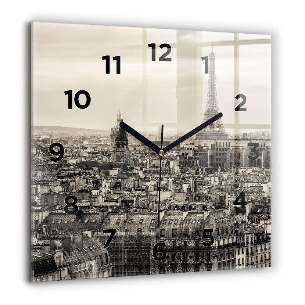 Horloge murale carrée 60x60 cm Panorama de Paris