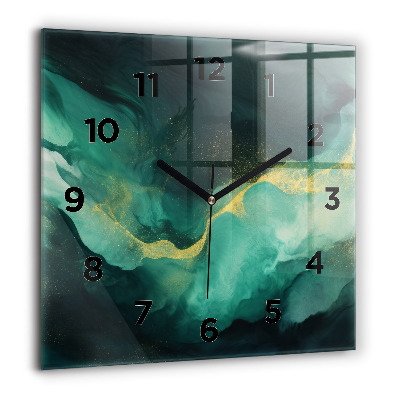 Horloge murale carrée 60x60 cm Marbre vert