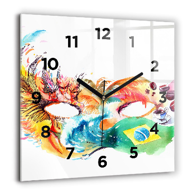 Horloge carrée en verre 60x60 cm Culture - Drapeau du Brésil