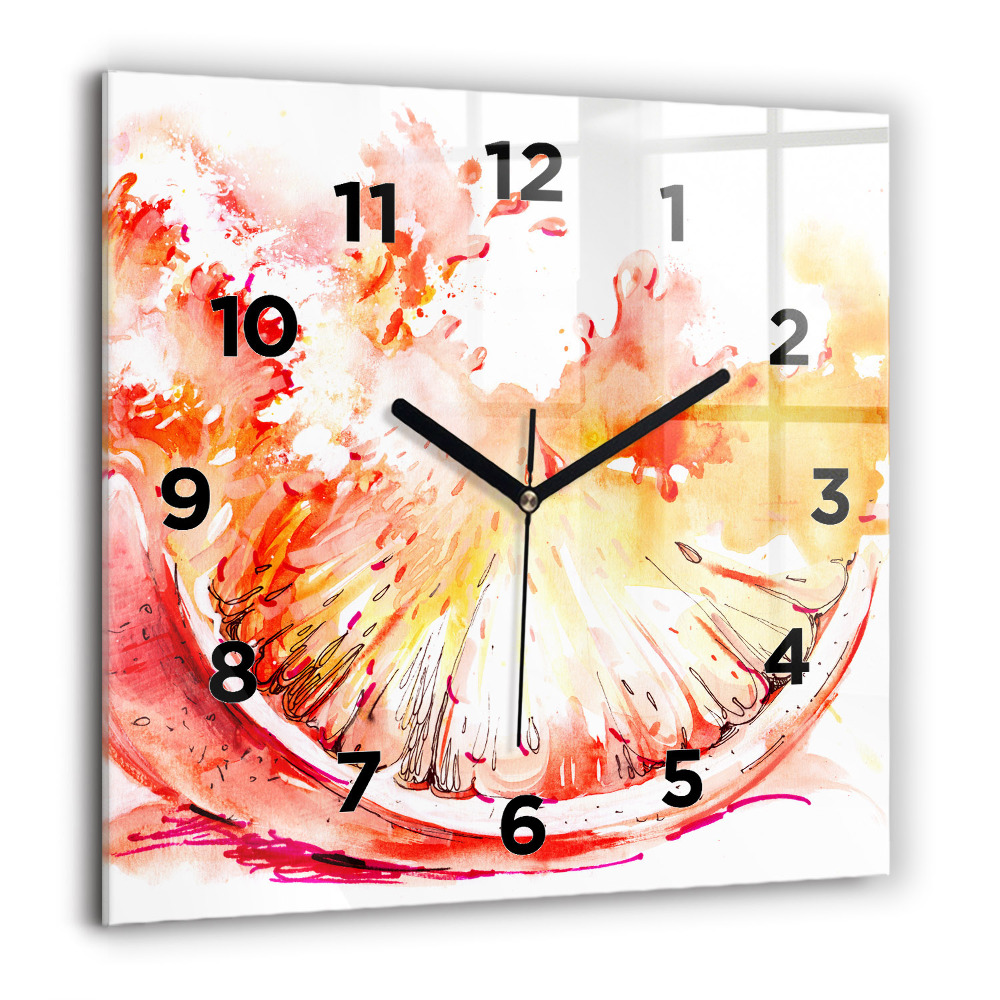 Pendule carrée en verre 60x60 cm Orange peinte