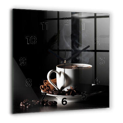 Horloge murale carrée 60x60 cm Tasse de café
