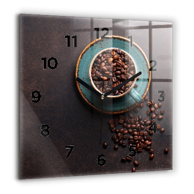 Horloge murale carrée 60x60 cm Tasse de café