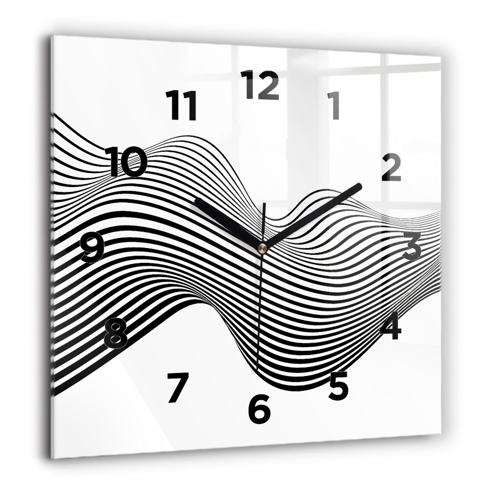 Horloge carrée en verre 60x60 cm Art en noir et blanc