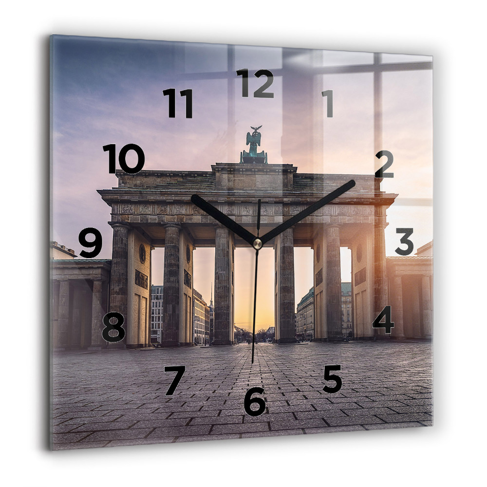Horloge carrée en verre 60x60 cm Porte de Brandebourg
