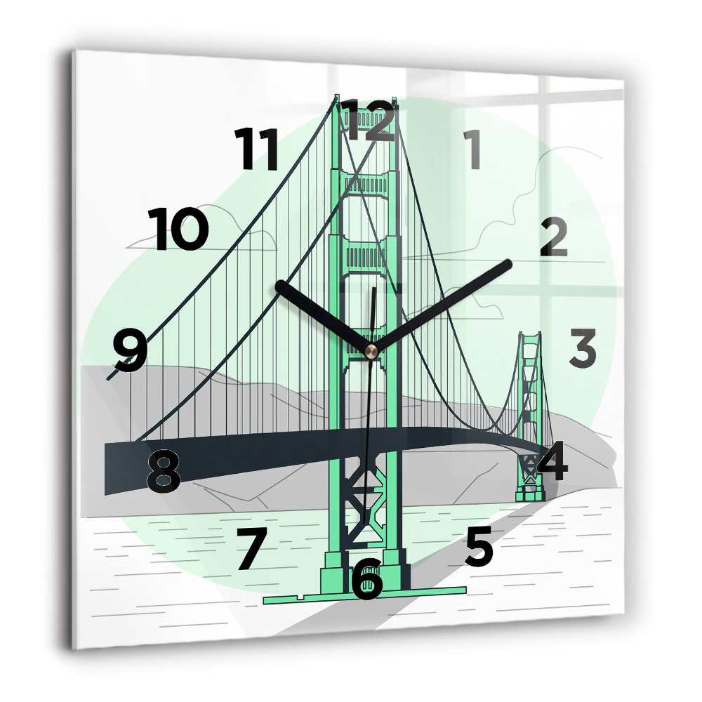 Pendule carrée en verre 60x60 cm Pont vert