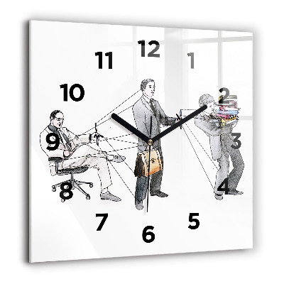 Pendule carrée en verre 60x60 cm Personnages en marionnettes