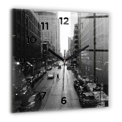 Horloge carrée en verre 60x60 cm Rue de la ville de Chicago