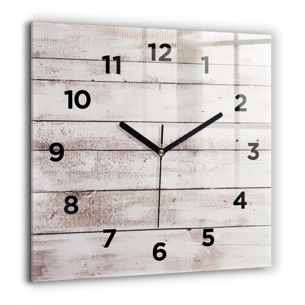 Horloge murale carrée 60x60 cm Planches de bois clair