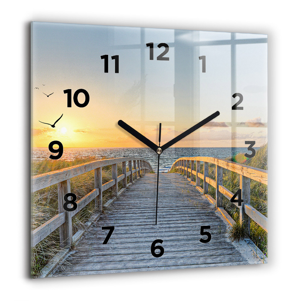 Horloge carrée en verre 60x60 cm Vacances à la plage