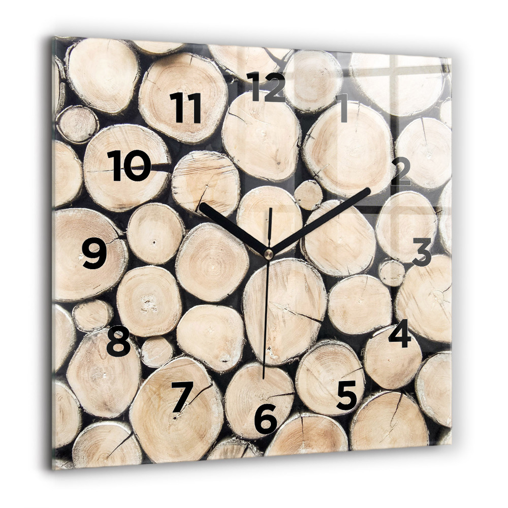 Horloge murale carrée 60x60 cm Tronc d'arbre coupé
