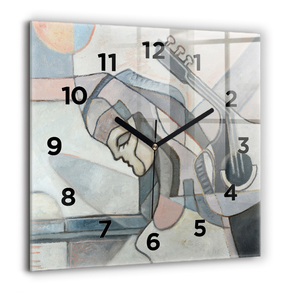Horloge carrée en verre 60x60 cm Peinture abstraite