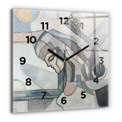 Horloge carrée en verre 60x60 cm Peinture abstraite