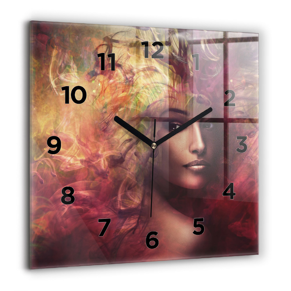 Horloge murale carrée 60x60 cm Portrait de femme