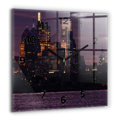 Horloge murale carrée 60x60 cm Ligne d'horizon de Philadelphie
