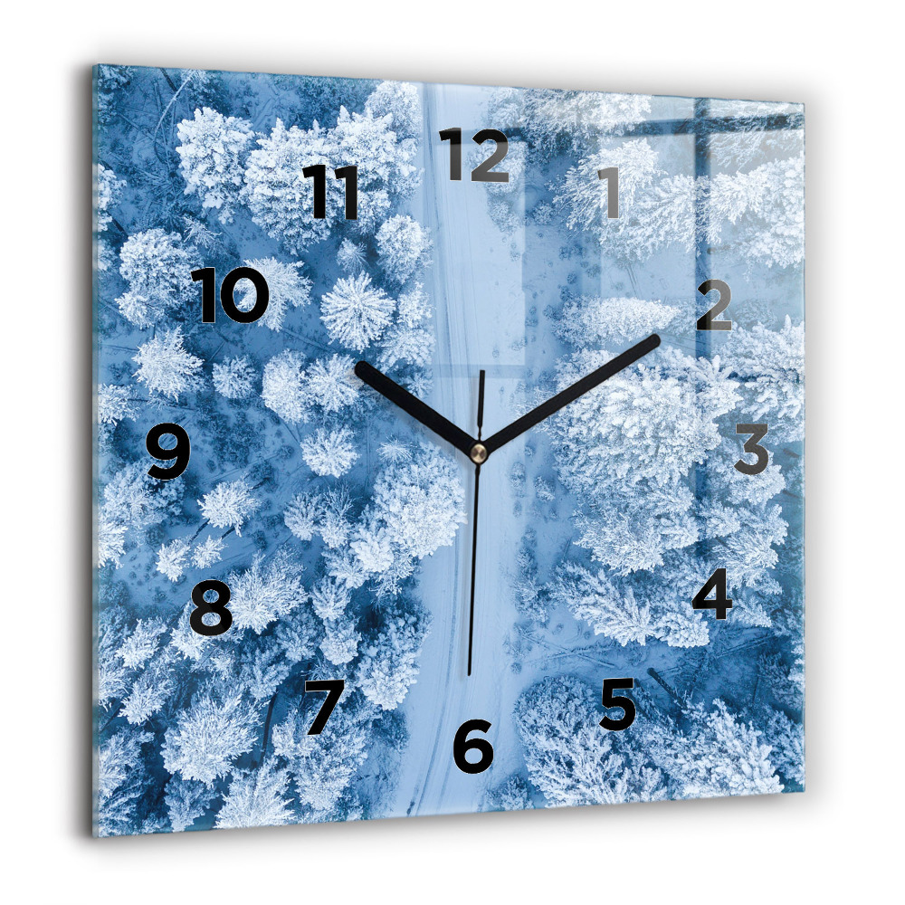 Horloge carrée en verre 60x60 cm Forêt vue d'un drone