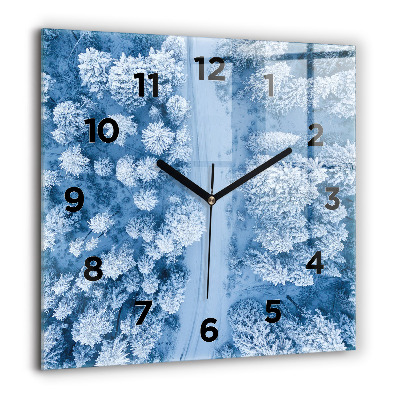 Horloge carrée en verre 60x60 cm Forêt vue d'un drone
