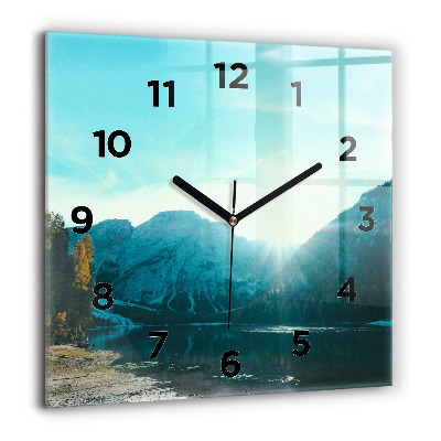 Horloge carrée en verre 60x60 cm Montagne et rivière en Pologne