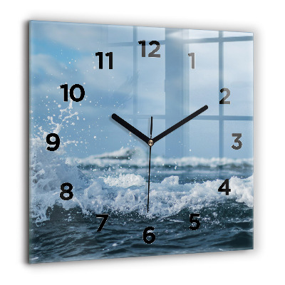 Horloge carrée en verre 60x60 cm Photographie de vagues