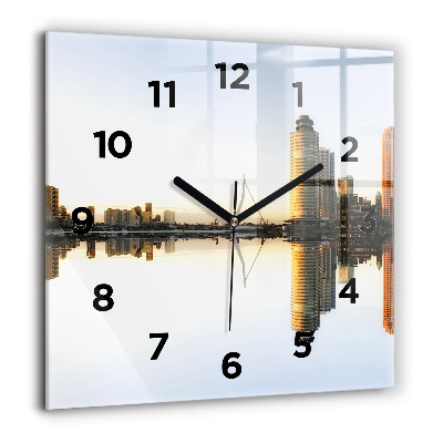 Horloge murale carrée 60x60 cm Ville au bord de la rivière