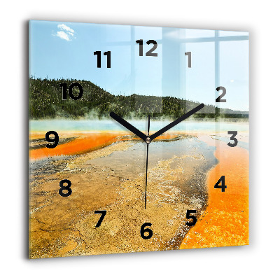 Horloge murale carrée 60x60 cm Lac avec montagnes