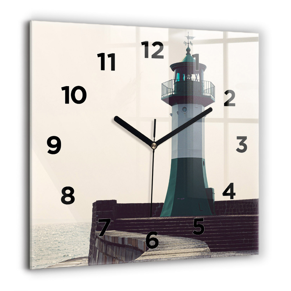Horloge murale carrée 60x60 cm Phare et mer
