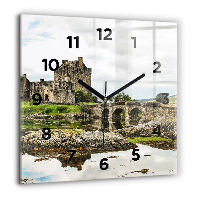 Horloge carrée en verre 60x60 cm Château d'Eilean Donan en Écosse