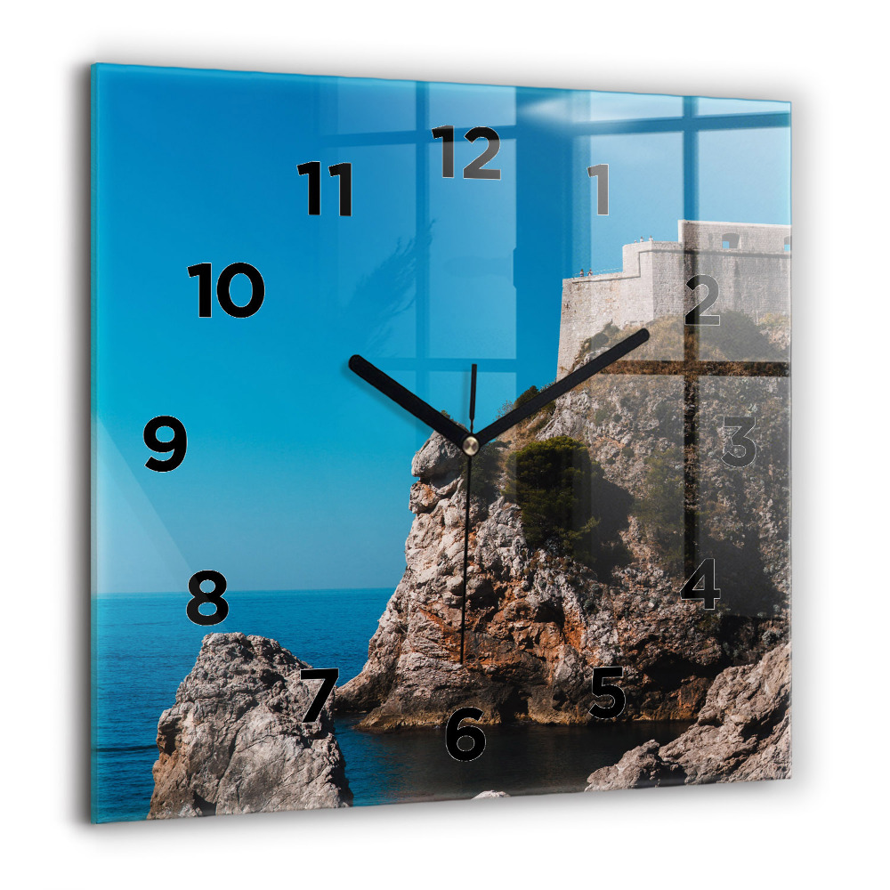 Horloge murale carrée 60x60 cm Falaises de Dubrovnik