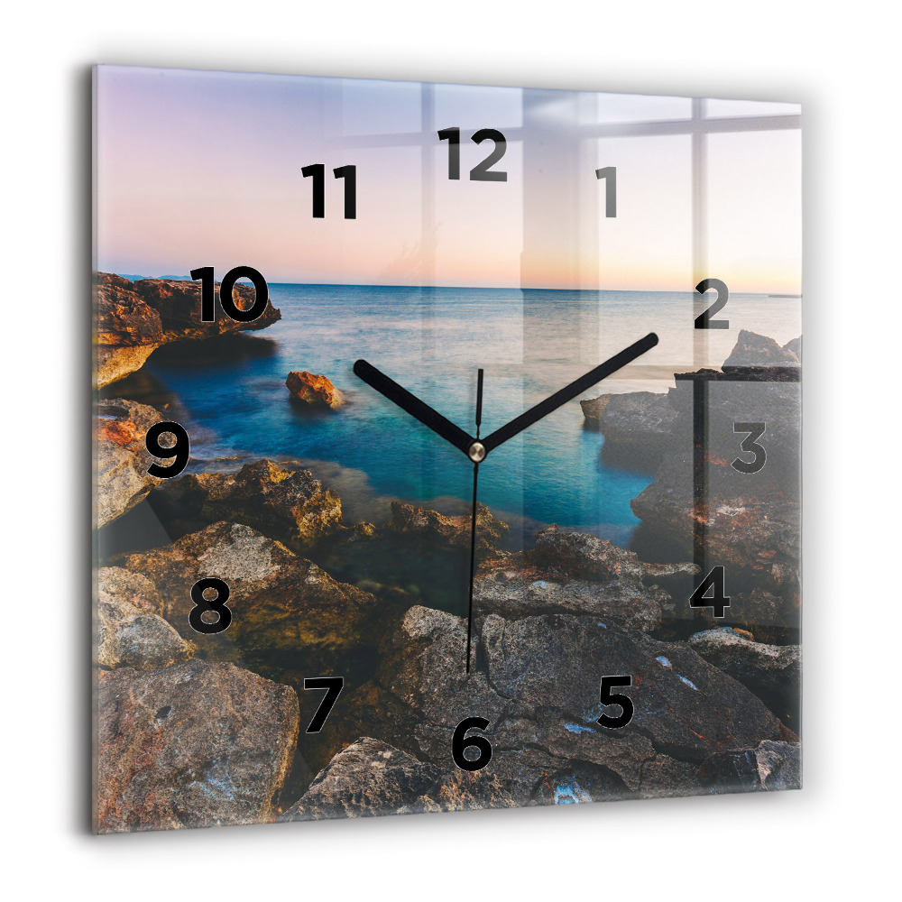 Horloge carrée en verre 60x60 cm Paysage marin