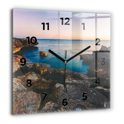 Horloge carrée en verre 60x60 cm Paysage marin