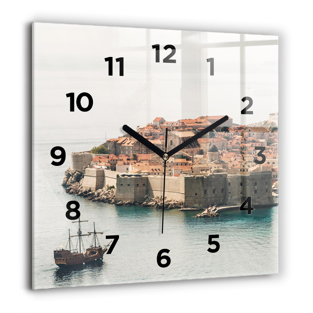 Horloge murale carrée 60x60 cm Voilier à Dubrovnik
