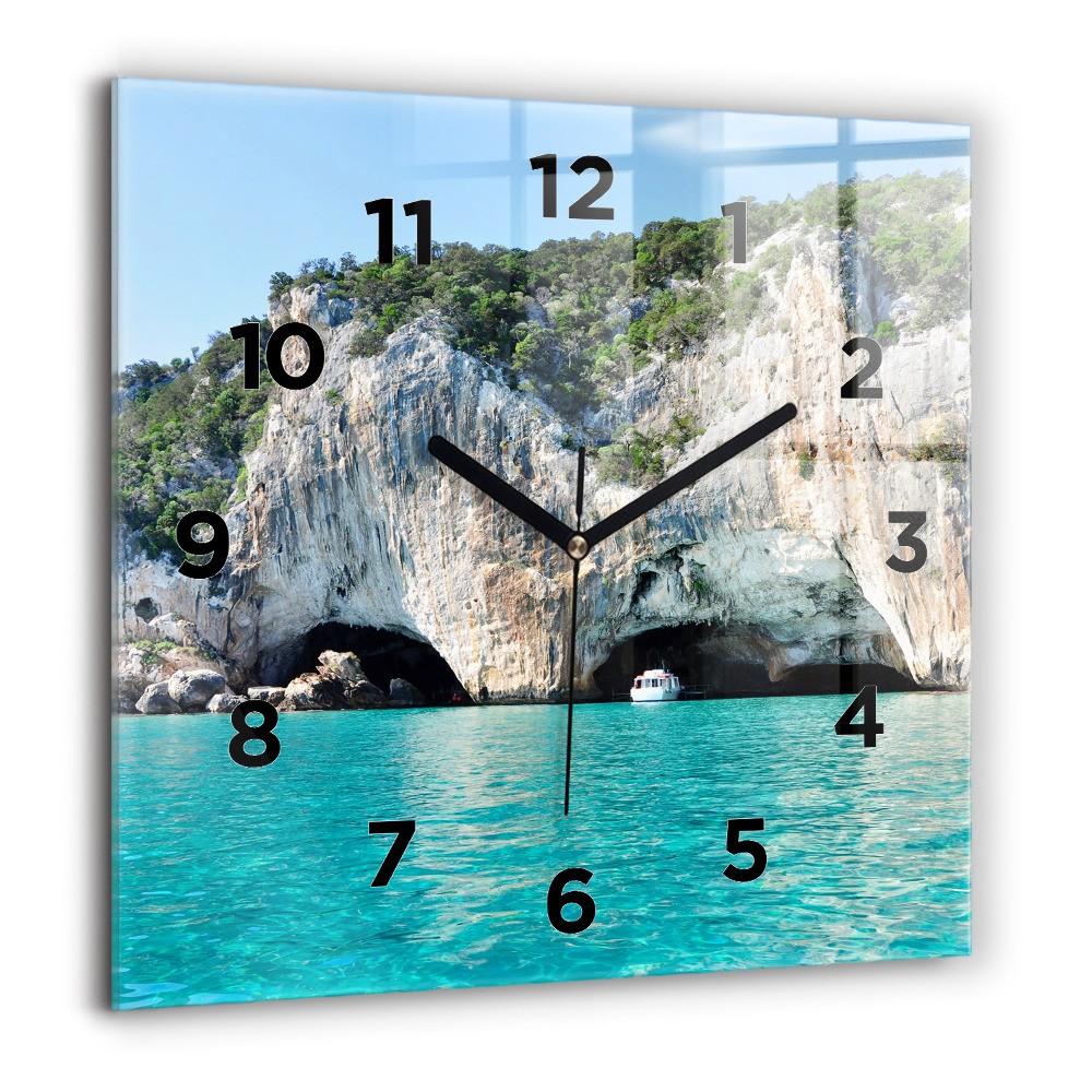 Horloge carrée en verre 60x60 cm Grotte sous-marine