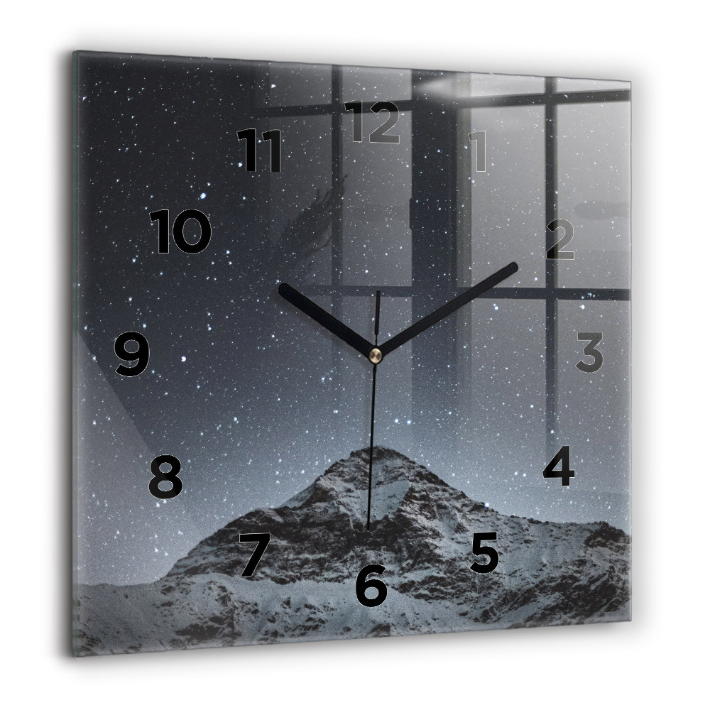 Horloge murale carrée 60x60 cm Montagne sous les étoiles