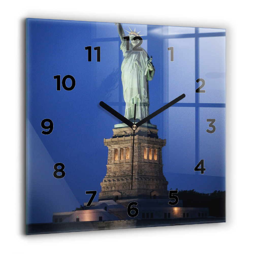 Pendule carrée en verre 60x60 cm Statue de la Liberté à New York