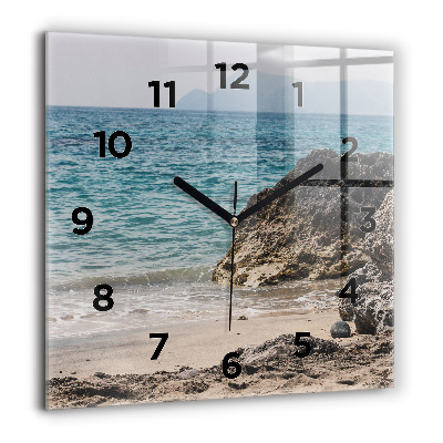 Horloge murale carrée 60x60 cm Vue de la mer Méditerranée