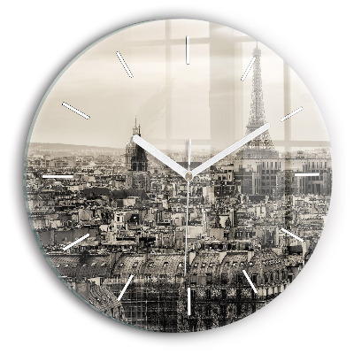 Horloge ronde en verre Panorama de Paris