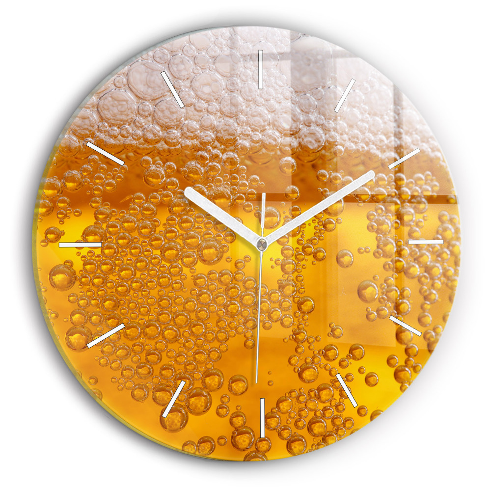 Horloge ronde en verre Bière avec mousse