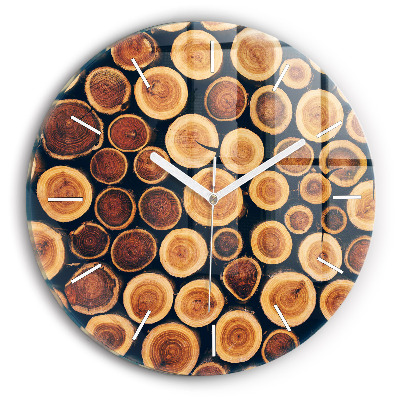 Horloge ronde en verre Bois